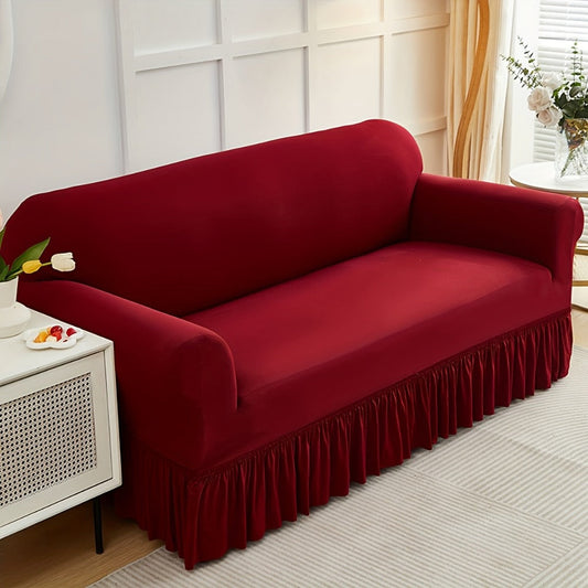 Sofa Cover Breathable Skirted Full-Cover Slipcover with Elastic Stretch and Anti-Slip Fit for 3 or 4 Seats