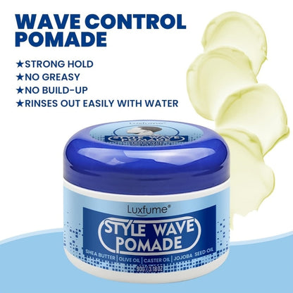 360 Wave Pomade for Men — Strong Hold Non-Greasy Hair Styling Cream for 360 Waves & Layered Wave Patterns, Silky Shine Natural Wave Grease for Soft Touchable Defined Waves