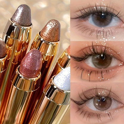 Six-Piece Shimmer Eyeshadow Stick Set with Dual-Ended Sponge Applicators and Mixed Metallic Shades