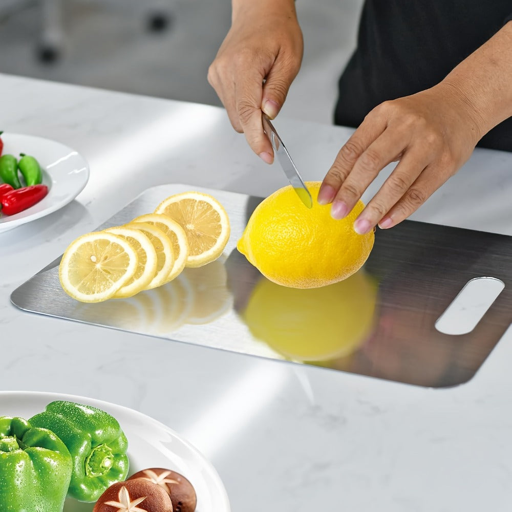 Cutting Board Titanium Double-Sided Prep Surface with Carry Handle in a 14 x 10-Inch Single-Board Format