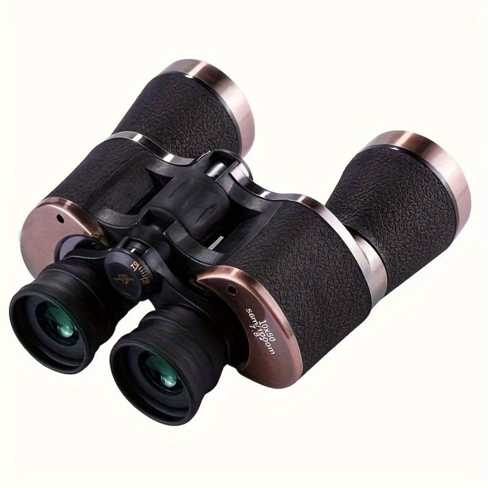 Brown-and-Black 10x50 Binoculars with 26mm Eyepieces, Center Focus Wheel and Textured Hand Grips