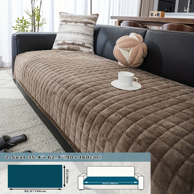 Plush Sofa Cushion Cover in Coffee, Gray or White with Two-, Three- and Four-Seat Size Options