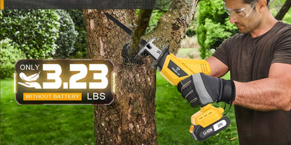 Electric Reciprocating Saw Cordless with LED Light & Safety Lock – Multi-Purpose Cutting Tool with Replaceable Blades, 1 or 2 Battery Options, Carrying Case Included