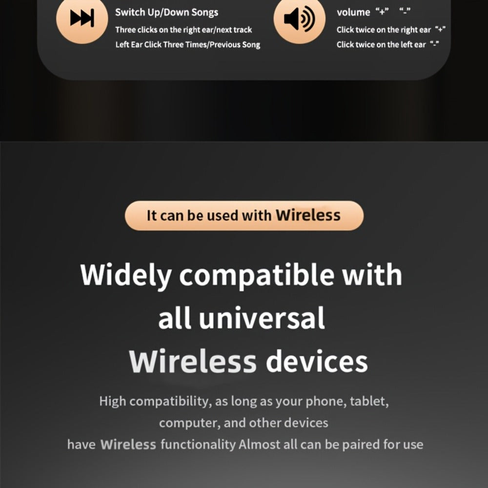 Invisible Sleep Earbuds TWS Hi-Fi Stereo Wireless Bluetooth Digital Screen Ultra-Long Battery 3 Colors for Android Apple Samsung All Smartphones Cycling Running Sports