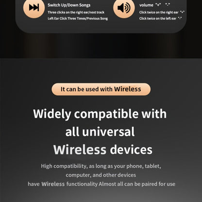 Invisible Sleep Earbuds TWS Hi-Fi Stereo Wireless Bluetooth Digital Screen Ultra-Long Battery 3 Colors for Android Apple Samsung All Smartphones Cycling Running Sports