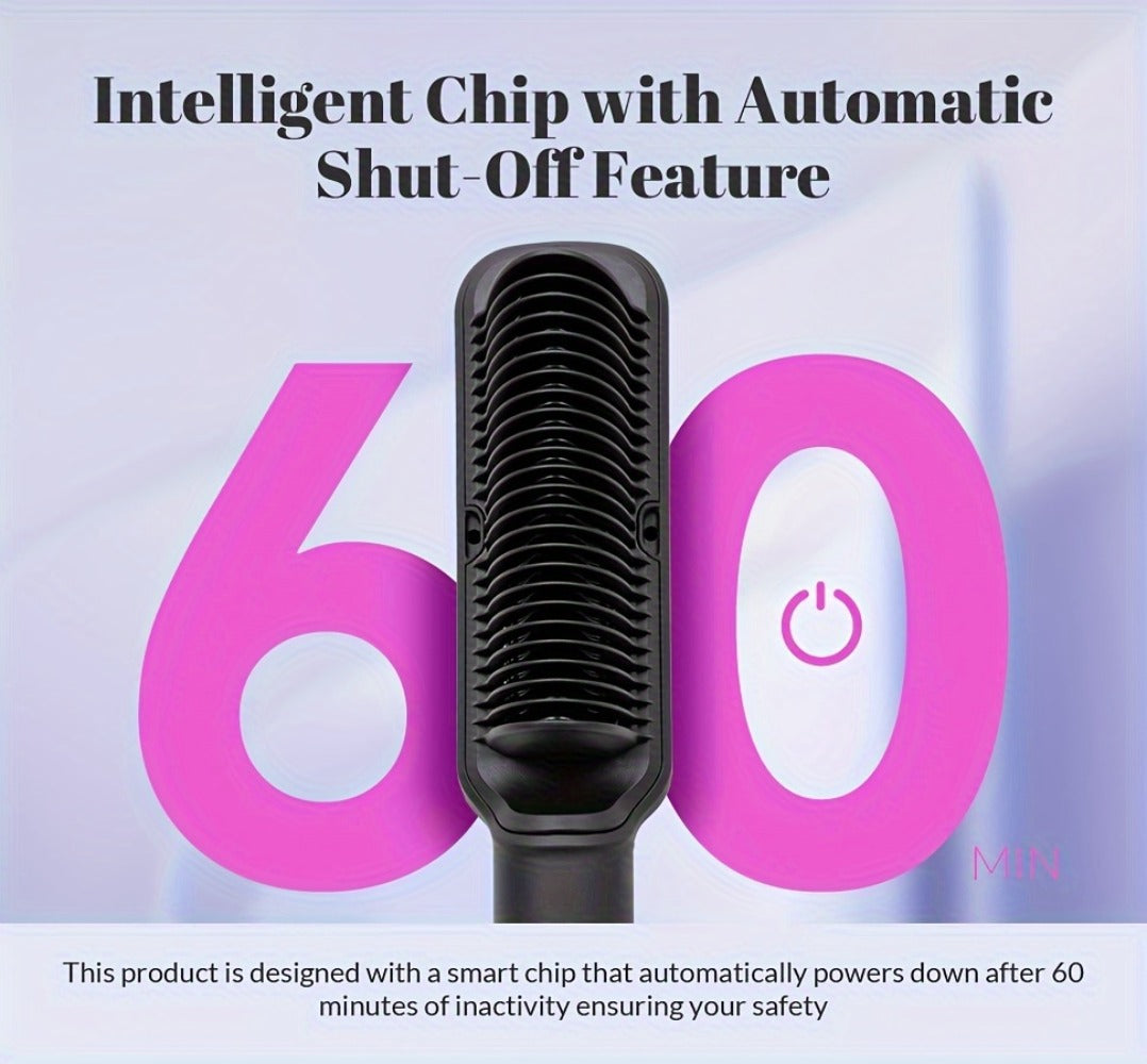 Hair Straightener Brush for Home and Travel and Salon Hair Styling with Fast Heat-Up & Anti-Scald Protection
