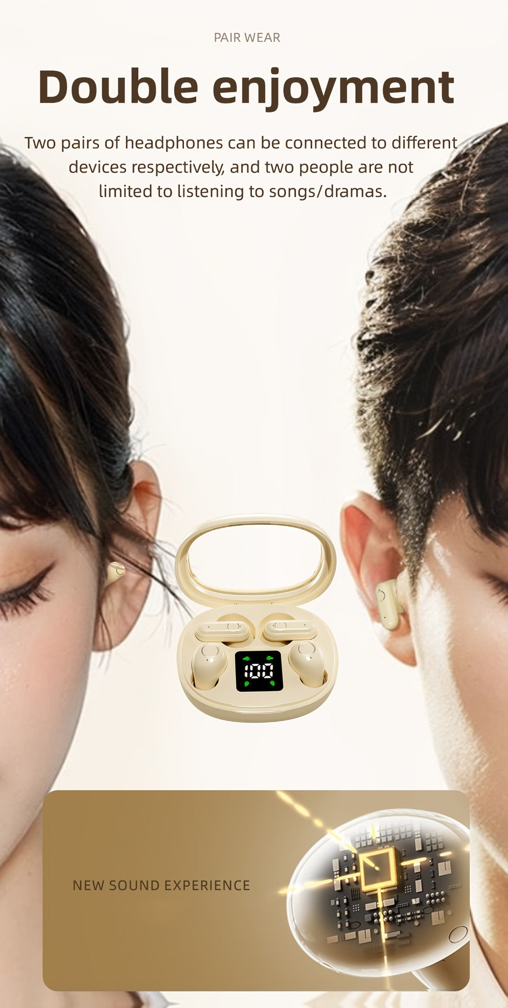 Wireless Earbuds MSHUKCOE 2-in-1 Mini Sleep Style with Noise Reduction and 6D HiFi Sound in Three Colors