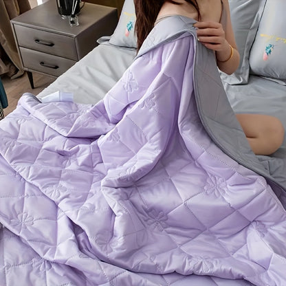 Diamond-Quilt Summer Blanket in Light Violet or Light Green with Three Metric and Inch Size Options