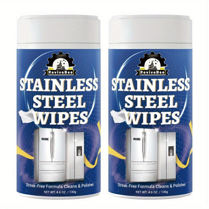 Stainless Steel Cleaning Wipes in One or Two Barrel Packs for Kitchen Appliances, Sinks, Cookware and Surfaces