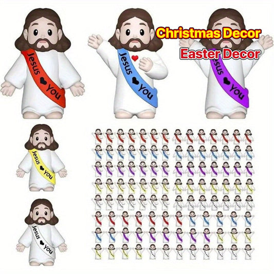 Mini Christian Statues Bulk 50pcs God Bless You Colorful Crosses Vintage Religious Figurines Church Prayer Easter Christmas Decoration Party Props Gift