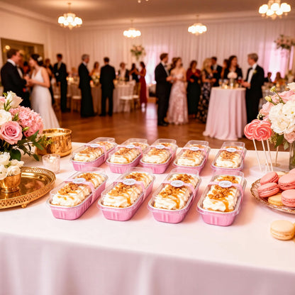 Mini Cake Pans 100 Pack with Lids and Spoons Aluminum Foil Rectangular Disposable Baking Pans 6.8oz for Cheesecake Desserts Gifts Party Catering 6 Colors