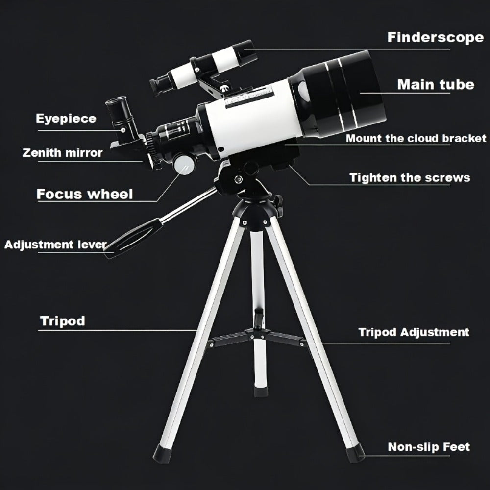 F30070 Refractor Telescope Kit with 13.6-Inch Tube, 20.9-Inch Tripod and Phone Adapter Pictured