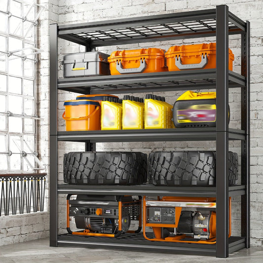 Heavy Duty Metal Garage Shelving Unit 72"H - Adjustable Steel Storage Shelf Rack for Garage, Basement & Warehouse