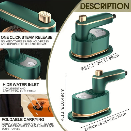 Portable Steam Iron for Clothes – 40W Handheld Folding Steamer with 180° Rotating Head, Fast Heating & Quick Wrinkle Removal for Travel, Dorm, Home & Office