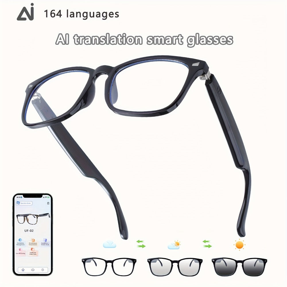 Smart Glasses 160-Language Translation Eyewear with Open-Ear Audio and 19 Photochromic Frame Options