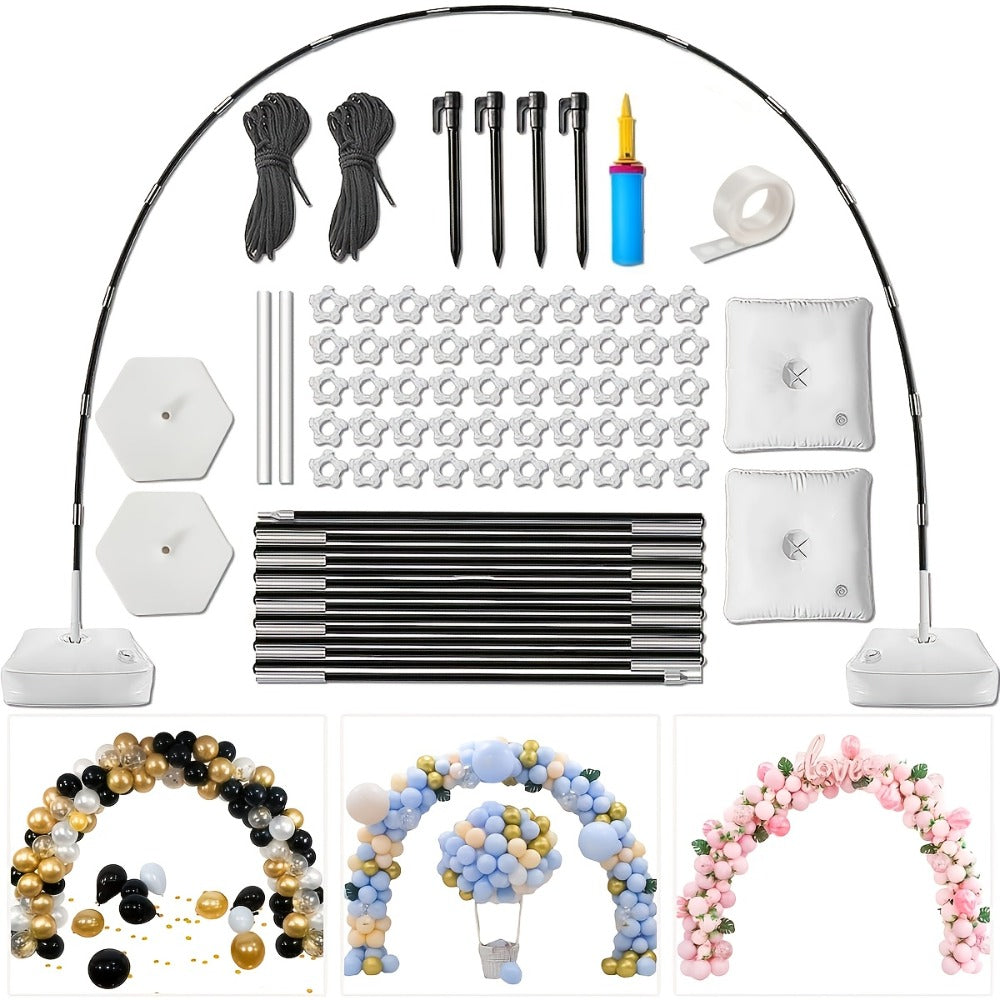 Party Decorations Adjustable 10 x 9ft Balloon Arch Stand with Water-Fillable Bases, Clips and Hand Pump