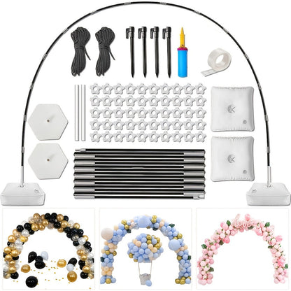 Party Decorations Adjustable 10 x 9ft Balloon Arch Stand with Water-Fillable Bases, Clips and Hand Pump