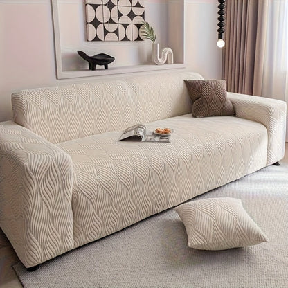 Sofa Cover Polar Fleece Modern Jacquard Elastic Slipcover with Anti-Slip Fit for 1 to 4-Seater Sofas