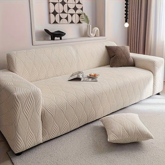 Sofa Cover Polar Fleece Modern Jacquard Elastic Slipcover with Anti-Slip Fit for 1 to 4-Seater Sofas