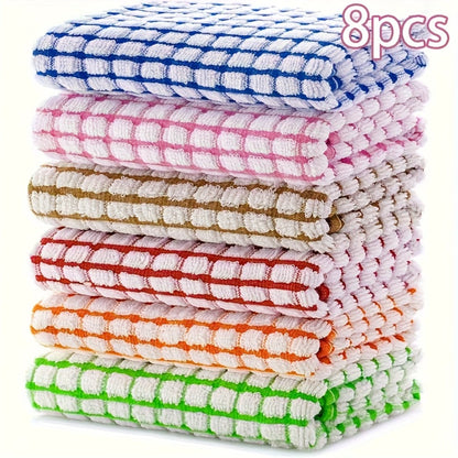 Checked Polyester Cleaning Cloth Set in Eight- or Twenty-Four-Piece Packs with Six Assorted Colors