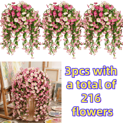 Three-Piece Artificial Rose Vine Garland with 216 Listed Flowers in Twelve Exact Color Combinations