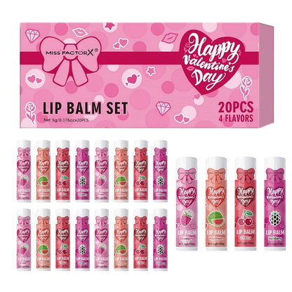 Glossy Tinted Lip Balm Set 20 PCS Gift Box – Moisturizing Long-Lasting Hydration Replenishing Lip Care for Dry Sensitive Lips Women Birthday Valentine's Day Mother's Day Holiday Gift