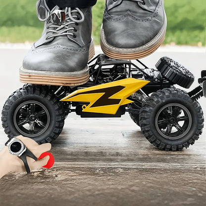 Remote Control Car, 1:18 Scale Alloy Monster Truck with 2.4GHz Control, LED Headlights and Red or Yellow Finish