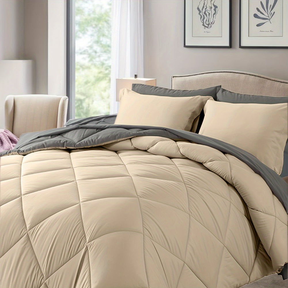 Comforter Set 7-Piece Bed in a Bag Queen King Full Soft Microfiber Down Alternative Comforter Fitted Sheet Flat Sheet Pillow Shams Pillowcases All Season Bedding Set 34 Colors