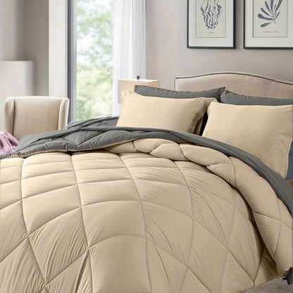 Comforter Set 7-Piece Bed in a Bag Queen King Full Soft Microfiber Down Alternative Comforter Fitted Sheet Flat Sheet Pillow Shams Pillowcases All Season Bedding Set 34 Colors