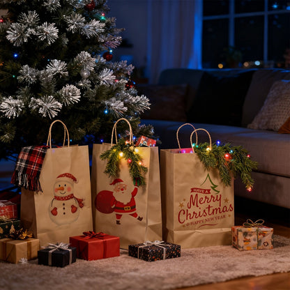 Large Brown Kraft Paper Gift Bags 100-Piece Pack with Handles in 13 x 10 x 5 Inch Size for Gift Wrapping