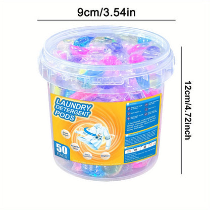 Laundry Detergent Pods, 50-Count Pack in a Clear Handled Storage Tub with Multicolor Pod Design