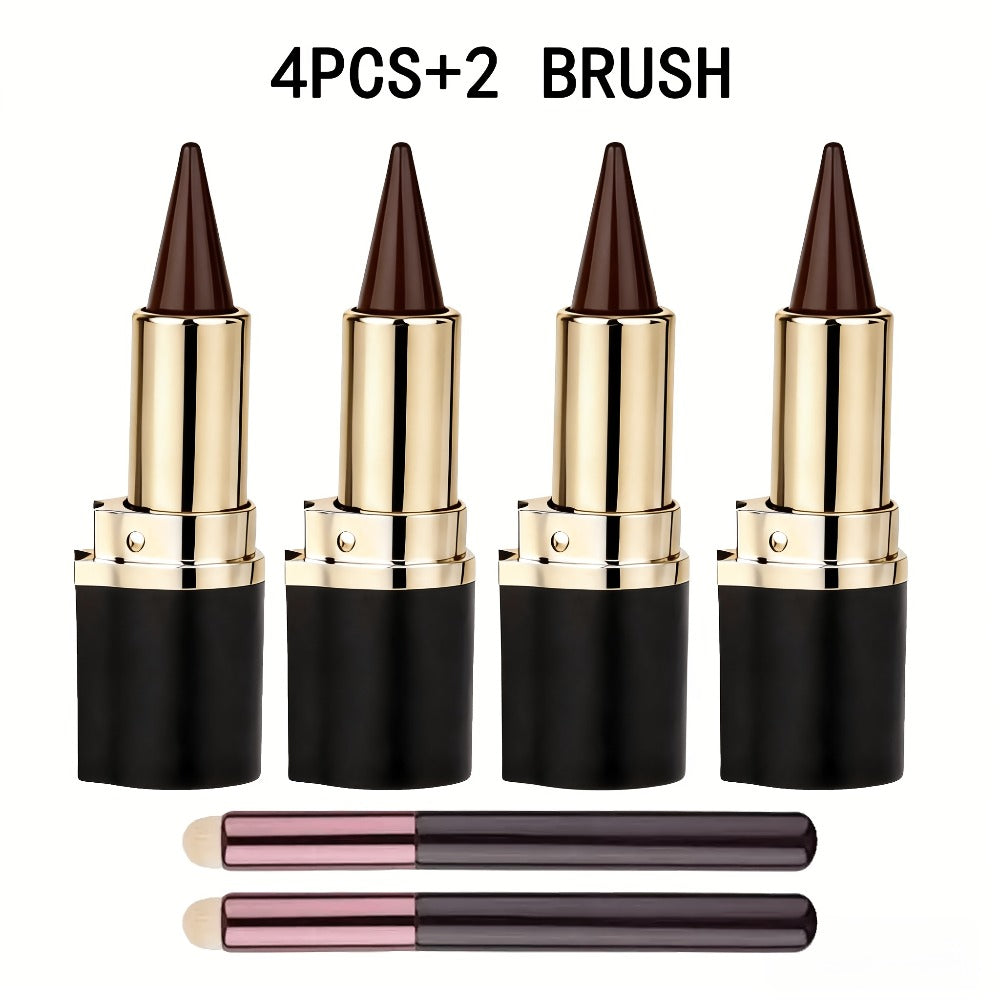 Waterproof Gel Eyeliner Stick 2 or 4PCS 24-Hour Long-Lasting Matte Fast-Drying Non-Smudge Eye and Lip Liner with Brush - Black Brown Everyday Party Makeup Women