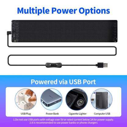 Programmable LED Sign Flexible Matrix Panel – App & USB Control, RGB Multicolor, Music Sync, Text & Animation Display for Indoor Shop, Party & Event Decoration (16×32 to 16×192)