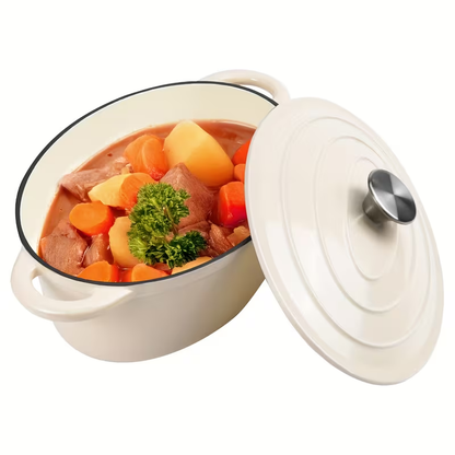 Dutch Oven Enameled Cast Iron 4.5QT with Lid & Dual Handles – Oval Non-Stick Enamel Coating for Bread Baking Soups Stews Braising | Stovetop to Oven Safe 500°F 5 Colors Available