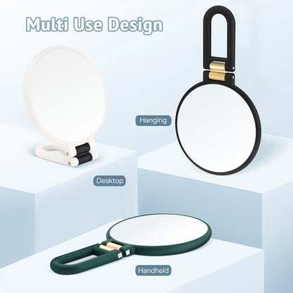 Black Handheld Magnifying Mirror with 360-Degree Adjustable Handle and Compact Travel Format, 80X Checkout Label