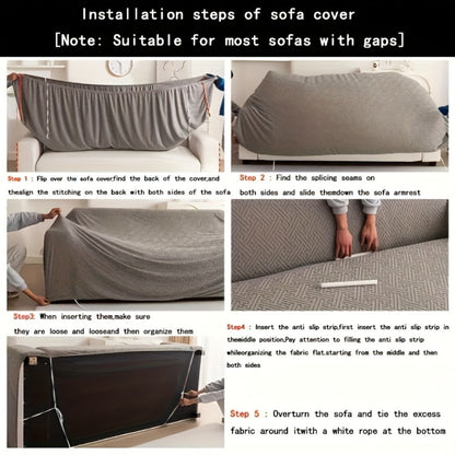 Sofa Cover Stretchy Washable Slipcover for 1 2 3 4 Seater Couch, Zigzag Textured Fabric, Scratch Slip Resistant Furniture Protector, Cream White Light Grey Dark Gray Coffee Brown