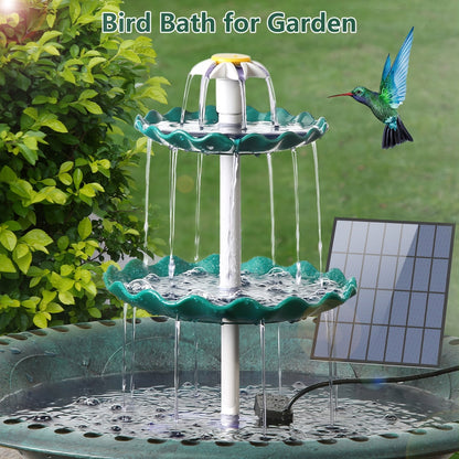 Three-Tier Solar Bird Bath Fountain for Outdoor Garden and Courtyard Decor in Two Colors for Outdoor Use