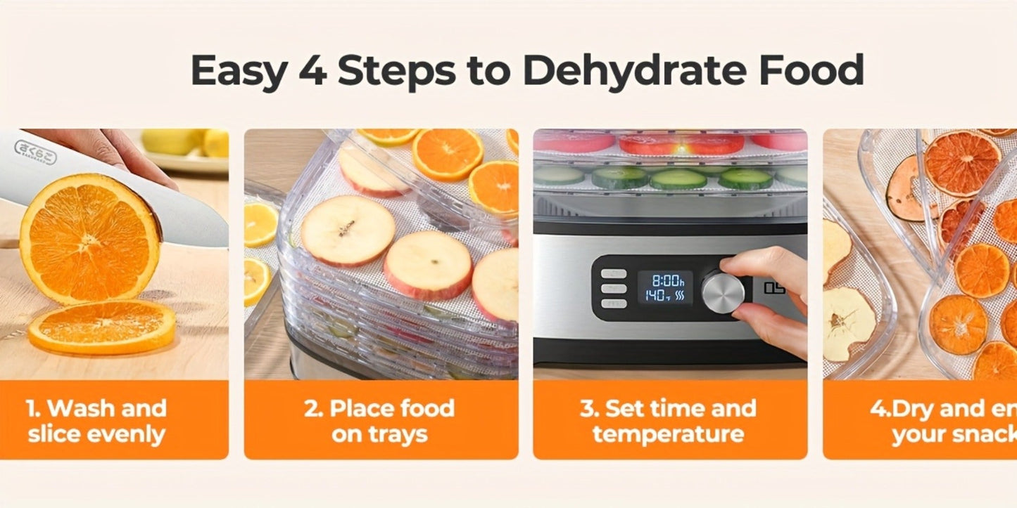 Stackable Food Dehydrator Family with Analog or Digital Controls and Five- or Eight-Tray Model Options