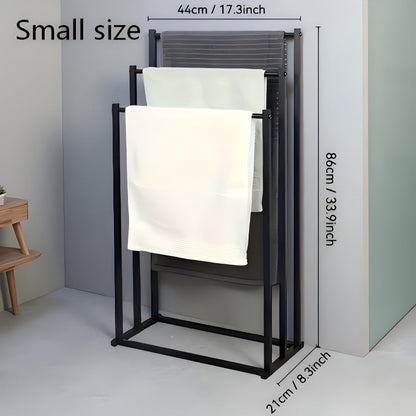 Three-Tier Freestanding Towel Rack in Small or 47-Inch Black Floor-Standing Configurations