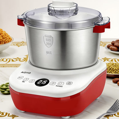 Electric Dough Maker with Ferment Function - 7Qt 250W Dough Kneading Machine, 304 Stainless Steel Bowl, Constant Temperature Fermentation, Microcomputer Timer, for Bread Pizza Pasta Roti Dumplings