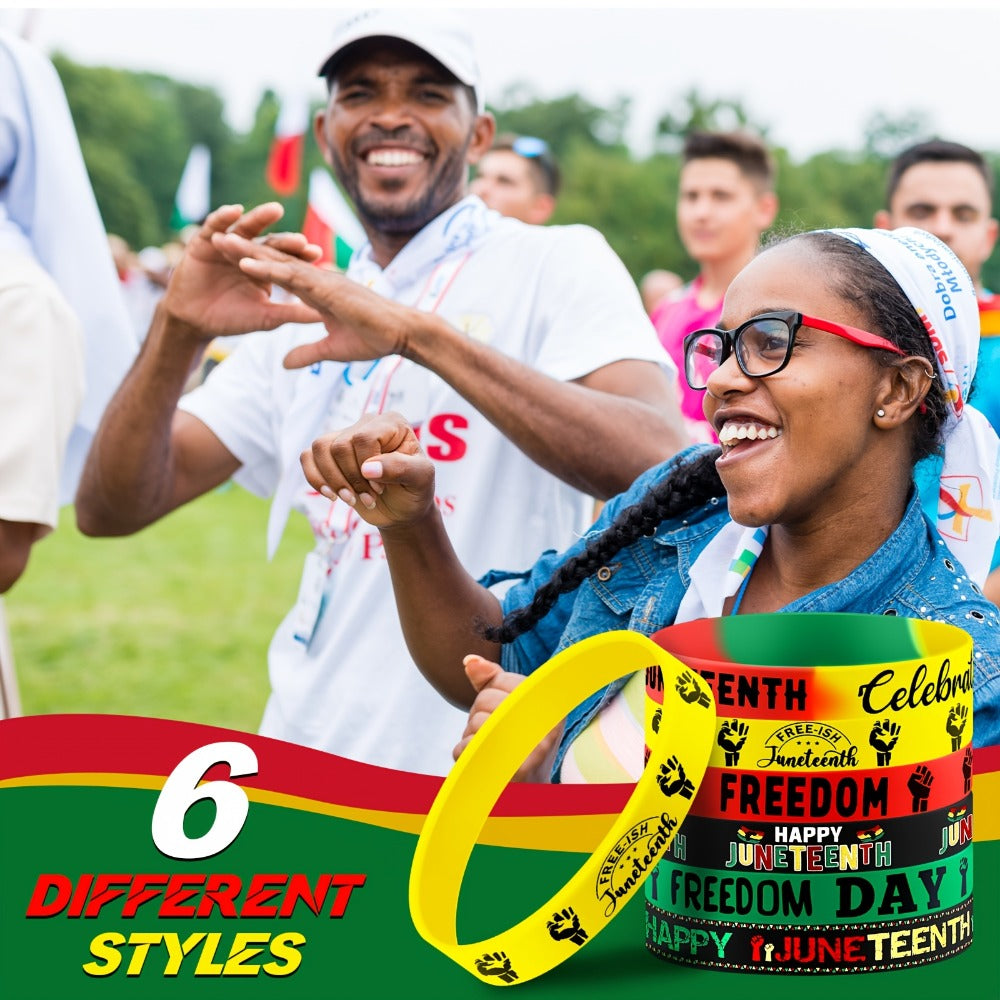 120-Piece Juneteenth 1865 Wristband Set in Black Freedom Day Design for Parties and Community Events