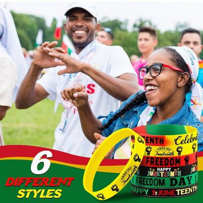 120-Piece Juneteenth 1865 Wristband Set in Black Freedom Day Design for Parties and Community Events