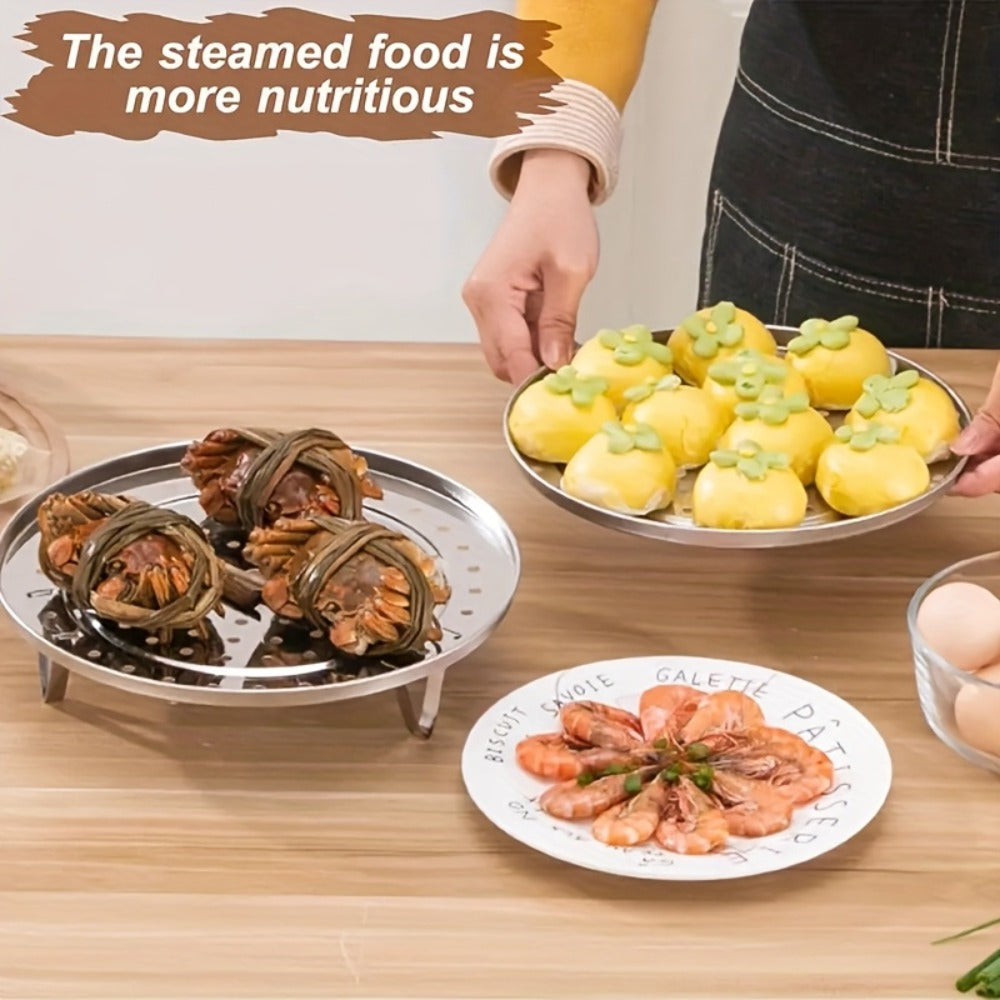 Stainless Steel Steamer Rack Set 3-Piece Multi-Layer Round Steamer Insert with Can Holder – Fits Most Pots for Home Kitchen | Stackable Steam Tray Cooking Rack for Vegetables Dumplings & More