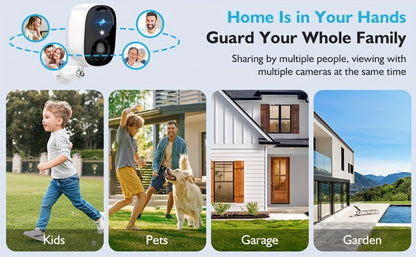 Solar Outdoor Security Camera with Dual-Band 2.4/5GHz WiFi, 5000mAh Battery and Black or White Body