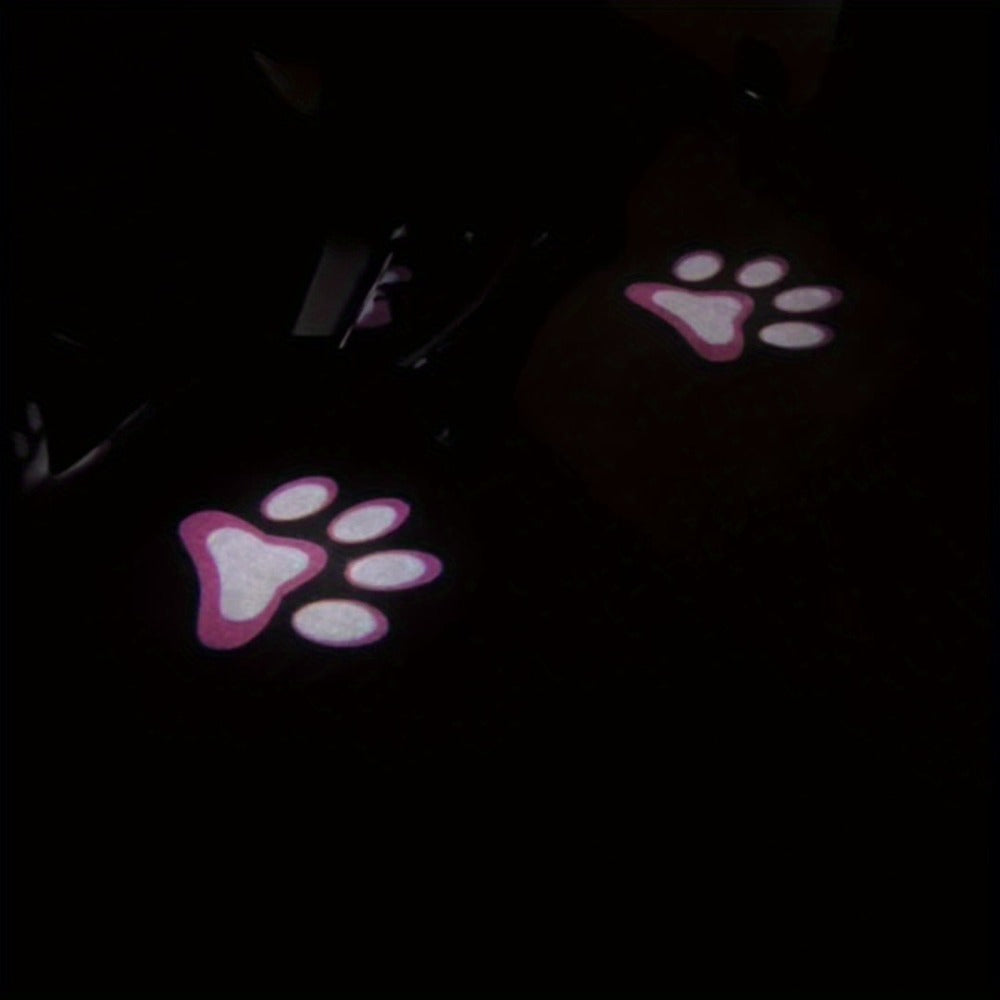 Car Door LED Projector Welcome Lights 4 Pcs – Courtesy Step Logo Light Cute Pattern Projection Festive Atmosphere Night Light Sky Blue Pink Amber