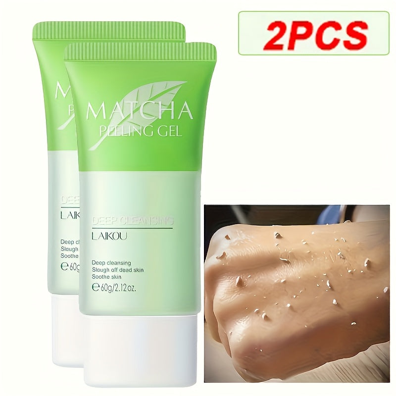Matcha Peeling Gel Face Scrub with Tea Tree Salicylic Acid Exfoliating Moisturizing Alcohol Free Facial Exfoliator for Women Men Acne Oily Dull Skin All Skin Types 60g 2pcs
