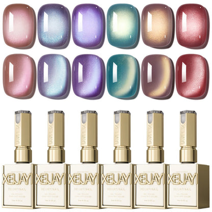 Gel Nail Polish 6-Color Magnetic Cat-Eye Sets in Aurora, Dopamine or Bubble-Summer Collections