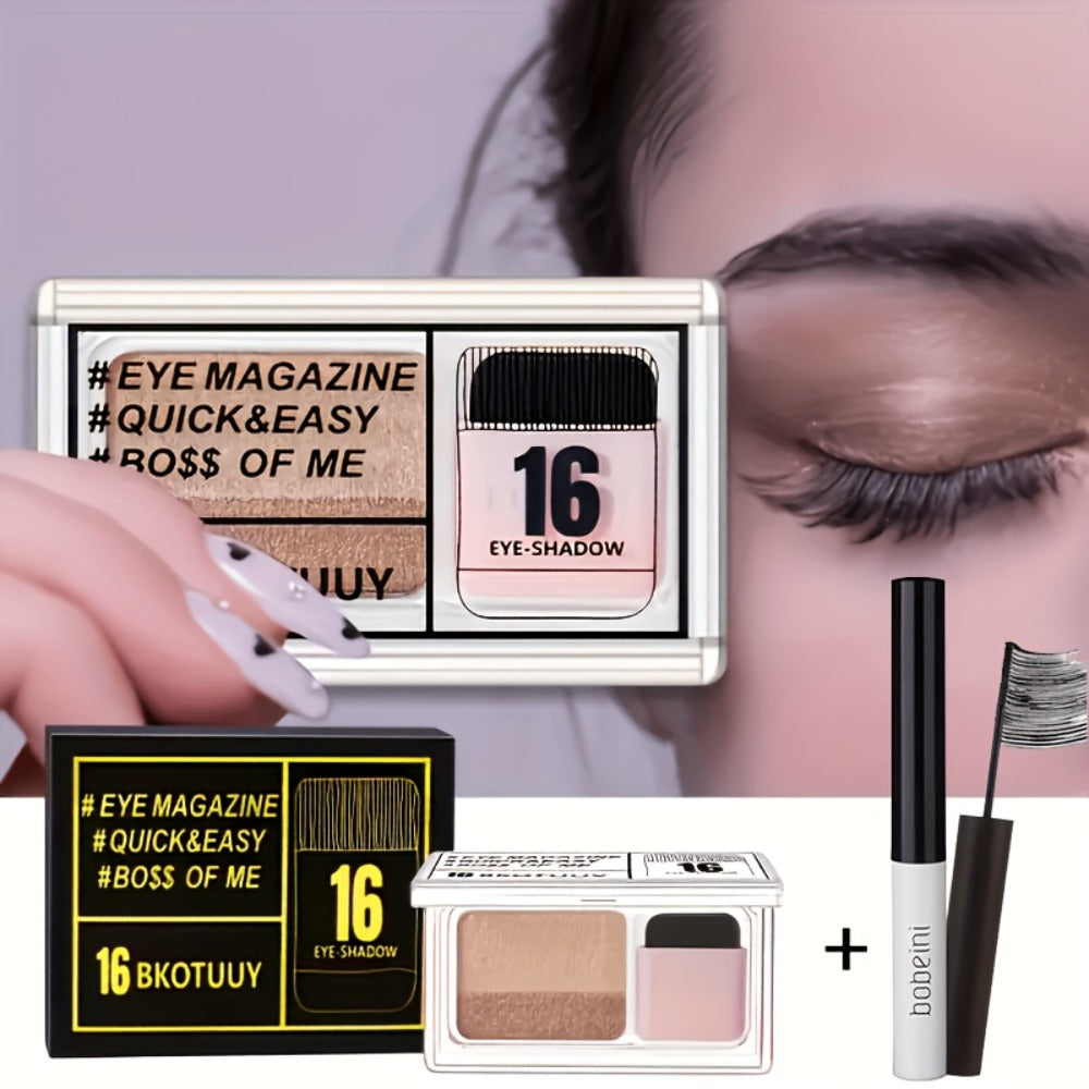 Duo Eyeshadow Palette Set 3 Pack — 2-Color Matte & Shimmer Blendable Eye Makeup with Applicator Brush, Smudge-Proof Long-Lasting Formula for Daily Wear Party Glam Gift for Women