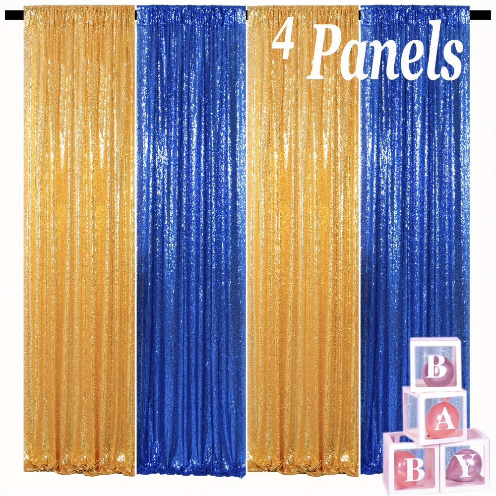 Sequin Backdrop Curtain 4 Panels 2FTx8FT – Shimmer Glitter Background for Wedding Party Photo Booth Decoration