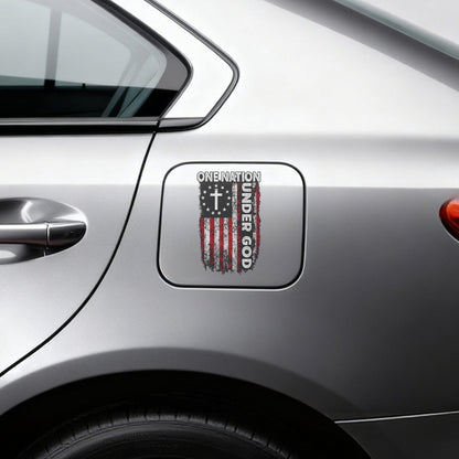One Nation Under God Cross-and-Flag Decal in a 5.12-Inch Single-Piece Checkout Option for Cars